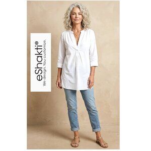 eSHAKTI - Trapunto Trim 100% cotton white tunic